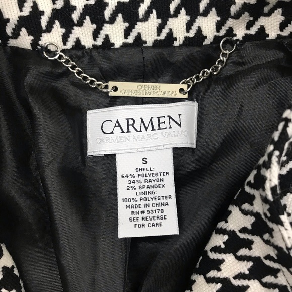 Carmen Marc Valvo Size Small Black White Coat - Picture 2 of 8